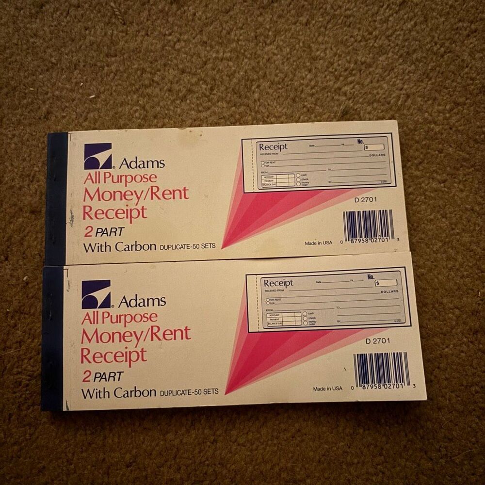 2 Adams All Purpose 2 Part Money/Rent Receipts *Read*